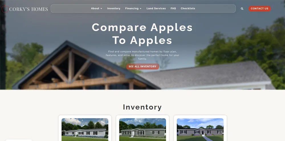 Corky's Homes website screenshot